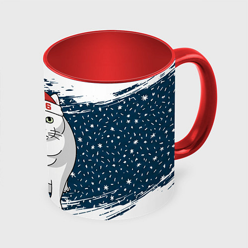 Кружка цветная Кот Бендер - 2026 / 3D-Белый + красный – фото 1