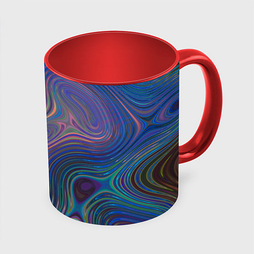Кружка цветная Абстрактная рябь / 3D-Белый + красный – фото 1