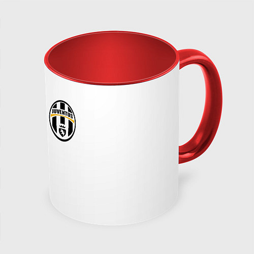 Кружка цветная Ювентус паттерн люди / 3D-Белый + красный – фото 1