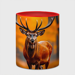 Кружка 3D Осенний лес с оленем, цвет: 3D-белый + красный — фото 2