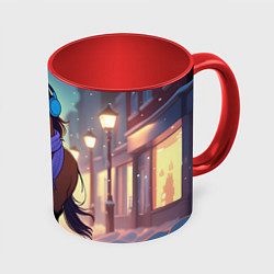 Кружка цветная Лошадка в шарфе и наушниках