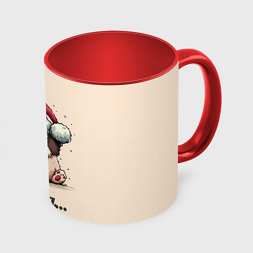 Кружка цветная Уставший песик - ну и год / 3D-Белый + красный – фото 1