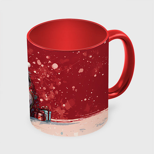 Кружка цветная Лошадка в новогодних сапогах / 3D-Белый + красный – фото 1