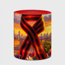 Кружка 3D Символы Победы: лента, голуби, салют, цвет: 3D-белый + красный — фото 2