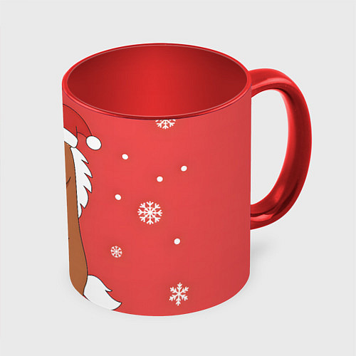 Кружка цветная Новогодняя лошадка с подарками / 3D-Белый + красный – фото 1