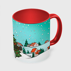 Кружка 3D Снеговик - Новогодний Зож, цвет: 3D-белый + красный