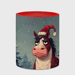 Кружка 3D Уставшая лошадь, цвет: 3D-белый + красный — фото 2