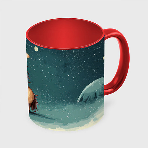 Кружка цветная Забавная мем - лошадка / 3D-Белый + красный – фото 1