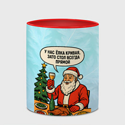 Кружка 3D У нас елка кривая зато стол всегда прямой, цвет: 3D-белый + красный — фото 2