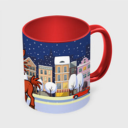 Кружка 3D Веселая красная лошадь 2026, цвет: 3D-белый + красный