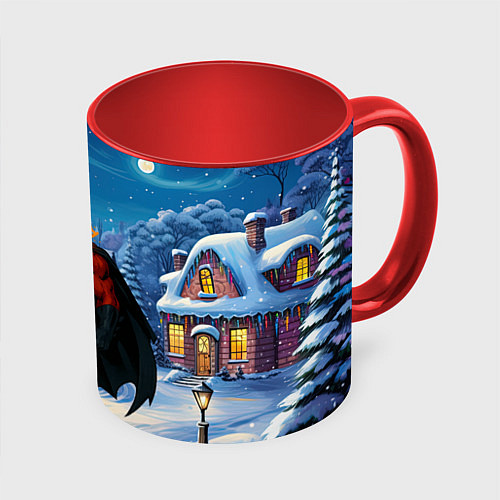 Кружка цветная Красный конь супергерой символ 2026 года / 3D-Белый + красный – фото 1