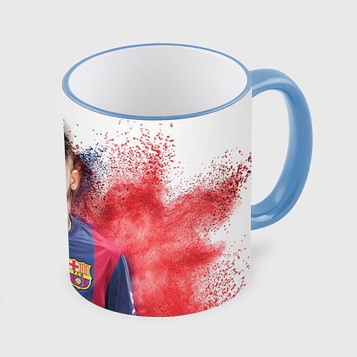 Кружка цветная Neymar FCB / 3D-Небесно-голубой кант – фото 1