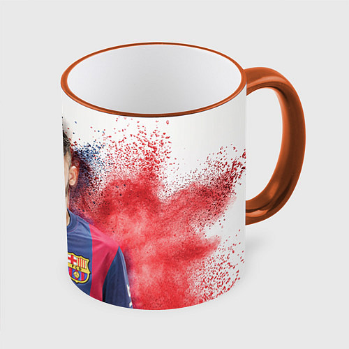 Кружка цветная Neymar FCB / 3D-Оранжевый кант – фото 1