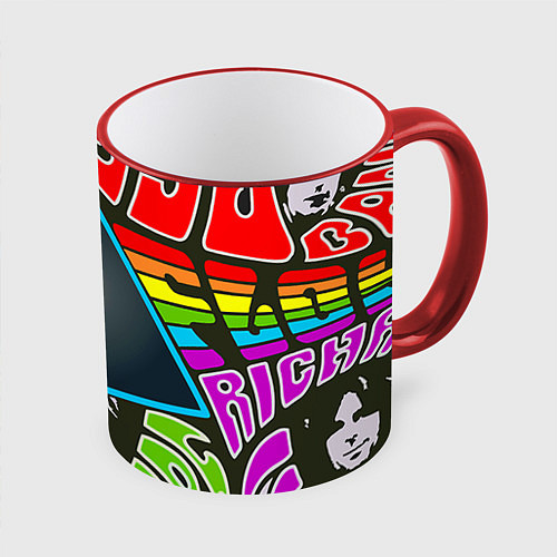 Кружка цветная Pink Floyd / 3D-Красный кант – фото 1