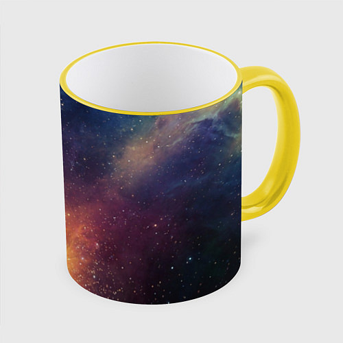 Кружка цветная Космос / 3D-Желтый кант – фото 1