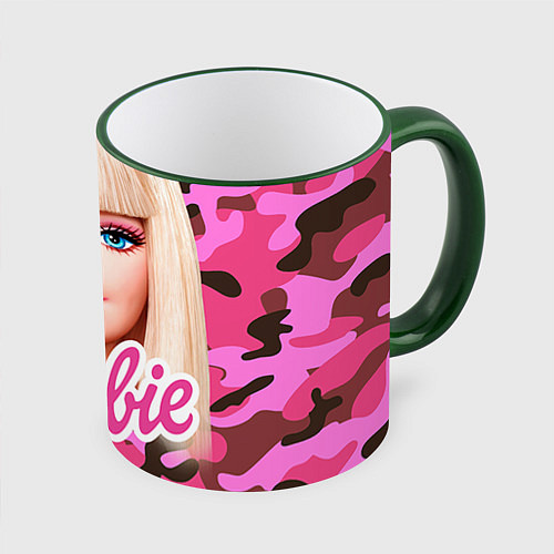 Кружка цветная Барби / 3D-Зеленый кант – фото 1