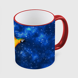 Кружка цветная Космический попугай