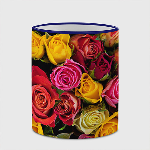 Кружка цветная Ассорти из роз / 3D-Синий кант – фото 2