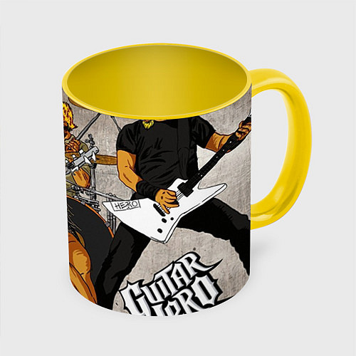 Кружка цветная Metallica: Guitar Hero / 3D-Белый + желтый – фото 1