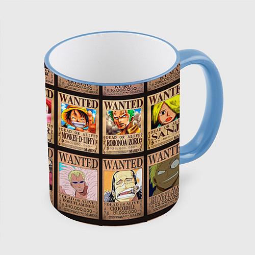 Кружка цветная One Piece / 3D-Небесно-голубой кант – фото 1