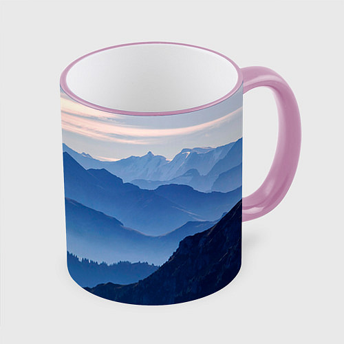 Кружка цветная Горы / 3D-Розовый кант – фото 1