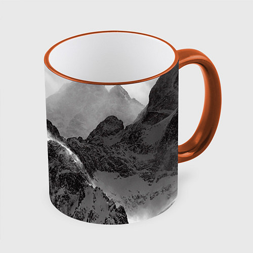 Кружка цветная Горы / 3D-Оранжевый кант – фото 1