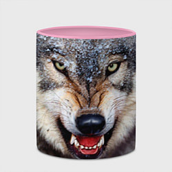 Кружка 3D Взгляд волка, цвет: 3D-белый + розовый — фото 2
