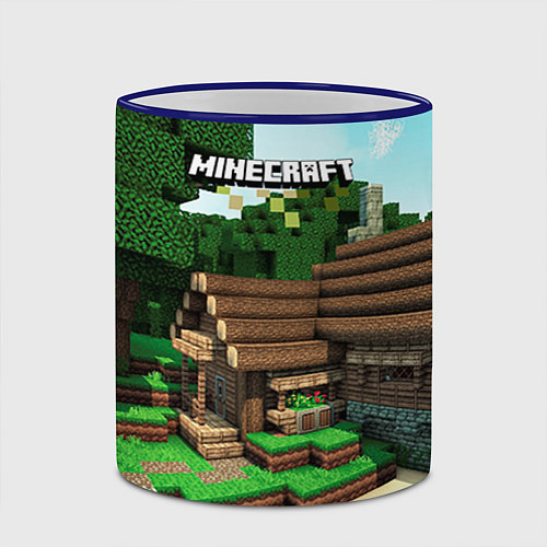Кружка цветная Minecraft House / 3D-Синий кант – фото 2