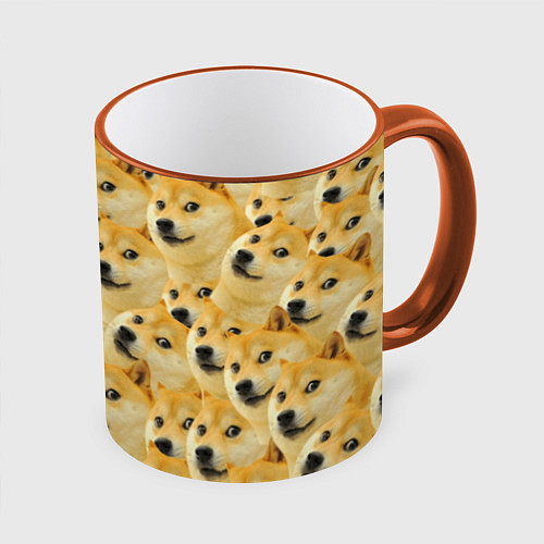 Кружка цветная Doge / 3D-Оранжевый кант – фото 1