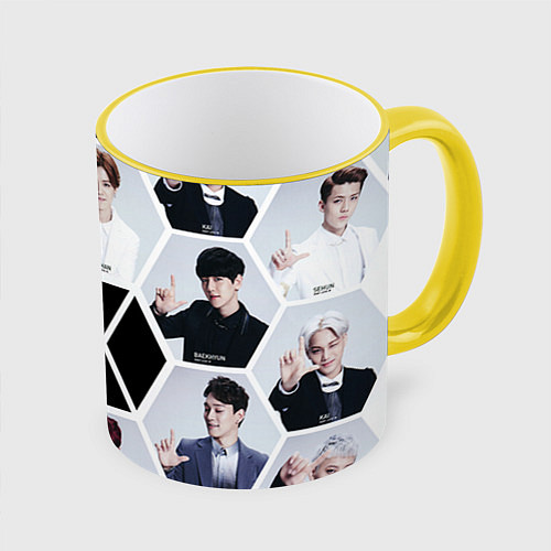 Кружка цветная EXO Boys / 3D-Желтый кант – фото 1