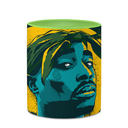Кружка 3D 2Pac Shakur, цвет: 3D-белый + светло-зеленый — фото 2