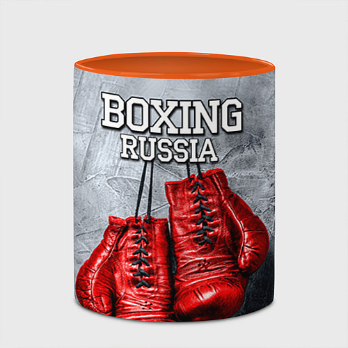 Кружка цветная Boxing Russia / 3D-Белый + оранжевый – фото 2