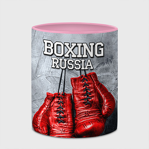 Кружка цветная Boxing Russia / 3D-Белый + розовый – фото 2