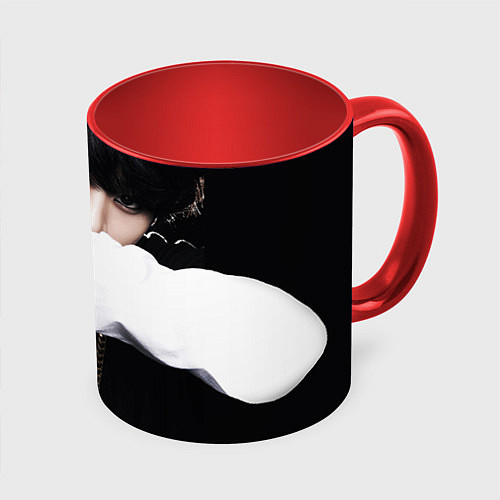 Кружка цветная BTS: Hood by air / 3D-Белый + красный – фото 1
