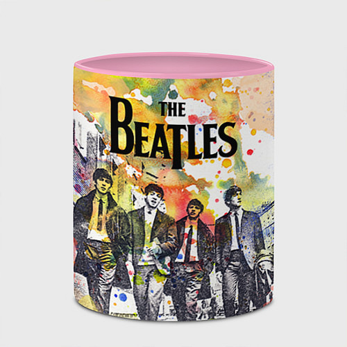 Кружка цветная The Beatles: Colour Spray / 3D-Белый + розовый – фото 2