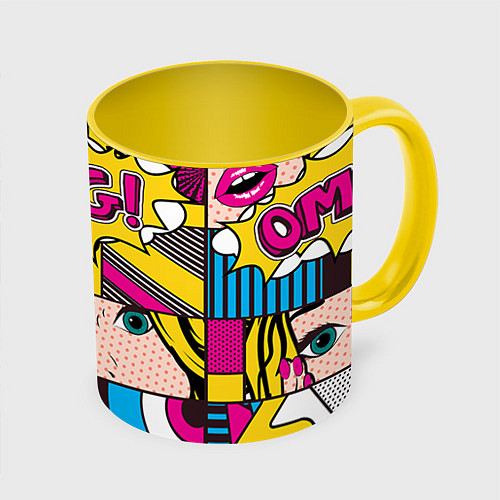 Кружка цветная POP ART / 3D-Белый + желтый – фото 1