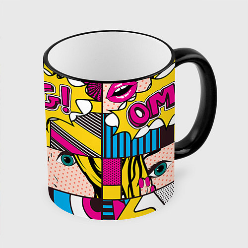 Кружка цветная POP ART / 3D-Черный кант – фото 1