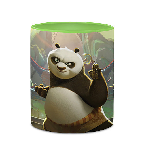 Кружка цветная Кунг фу панда / 3D-Белый + светло-зеленый – фото 2