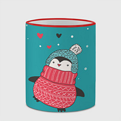 Кружка 3D Пингвинчик, цвет: 3D-красный кант — фото 2