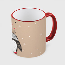 Кружка цветная Пингвин с шариком