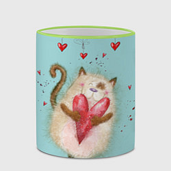 Кружка 3D Котик, цвет: 3D-светло-зеленый кант — фото 2