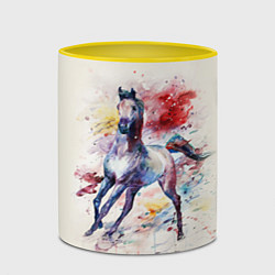 Кружка 3D Лошадь: акварель, цвет: 3D-белый + желтый — фото 2