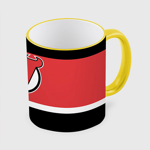 Кружка цветная New Jersey Devils / 3D-Желтый кант – фото 1