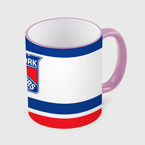 Кружка цветная New York Rangers / 3D-Розовый кант – фото 1