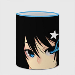 Кружка 3D Black Rock Shooter - глаза Мато Курои, цвет: 3D-небесно-голубой кант — фото 2