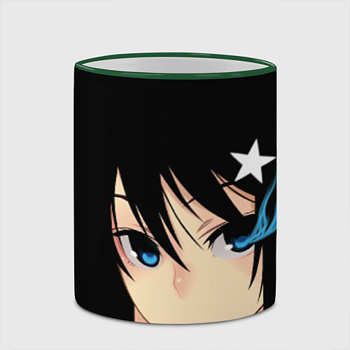 Кружка цветная Black Rock Shooter - глаза Мато Курои / 3D-Зеленый кант – фото 2
