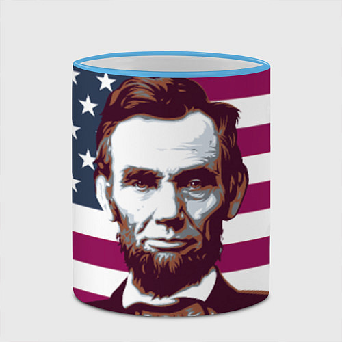 Кружка цветная Авраам Линкольн / 3D-Небесно-голубой кант – фото 2