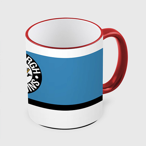 Кружка цветная Pittsburgh Penguins: White / 3D-Красный кант – фото 1