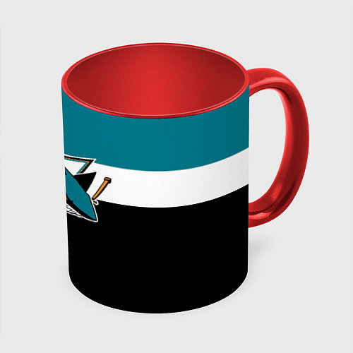 Кружка цветная San Jose Sharks / 3D-Белый + красный – фото 1