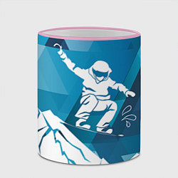 Кружка 3D Горы и сноубордист, цвет: 3D-розовый кант — фото 2